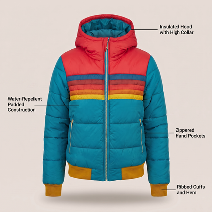 Veste d'Hiver Matelassée Style Rétro à Capuche Femme Avenora® - Vue 6