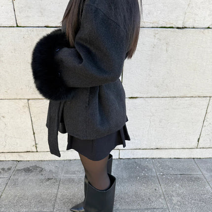 Manteau Élégant Ceinturé avec Poignets en Fausse Fourrure Avenora® - Vue 16