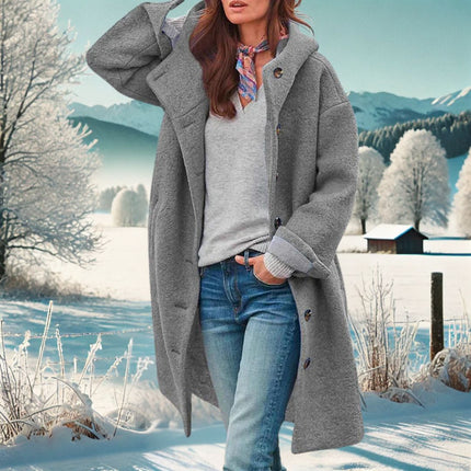 Manteau Long d'Hiver Boutonné à Capuche Femme Avenora® - Vue 3