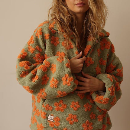 Veste Polaire Douillette Demi-Zip à Motif Floral Femme Avenora® - Vue 6