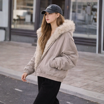 Blouson Court à Capuche Fausse Fourrure pour Femme Avenora® - Vue 3