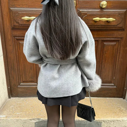 Manteau Élégant Ceinturé avec Poignets en Fausse Fourrure Avenora® - Vue 12