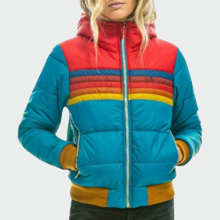 Doudoune Zippée à Rayures Vintage avec Capuche Femme Avenora® - Vue 2