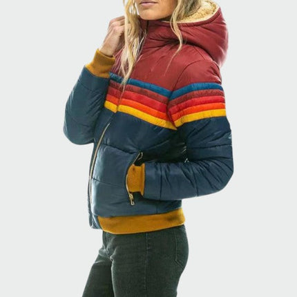 Doudoune Zippée à Rayures Vintage avec Capuche Femme Avenora® - Vue 4
